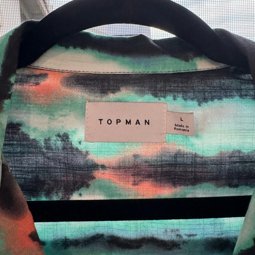 Topman Teal and Coral Striped Men's Shirt - Picture 9 of 12